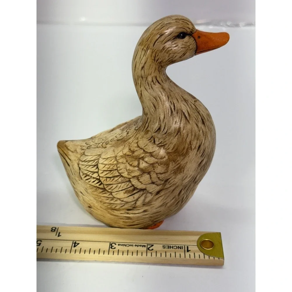 Vintage 1989 Sarah Matzke Hand Painted Ceramic Duck Figurine Folk Art Signed 5